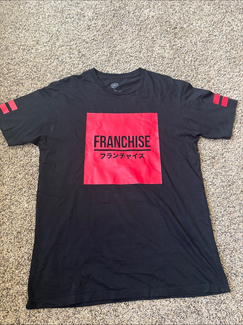 FRANCHISE Black T-Shirt with Red Graphic
